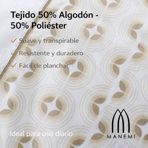 Ensemble de literie 3 pièces en coton/polyester à imprimé géométrique respirant, comprenant drap plat, drap-housse (jusqu'à 30 cm) et taie d'oreiller - Product Image 3