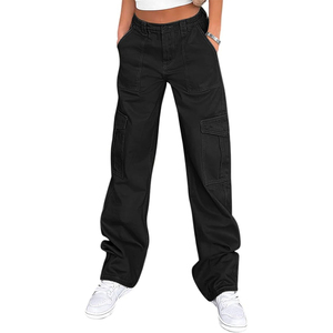 2025 pantalones de entrenamiento Unisex de concha suave 100% de lona de algodón ligero con múltiples bolsillos lavado oscuro monos de cintura media para hombres - Product Image 1