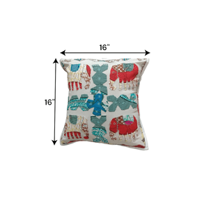 Juego de 2 Fundas de Cojín Digitales con Diseño de Elefante Vibrante, 16x16, Multicolor, Cuadradas, Hechas a Mano, para Sofá, Cama, Sala de Estar - Product Image 3