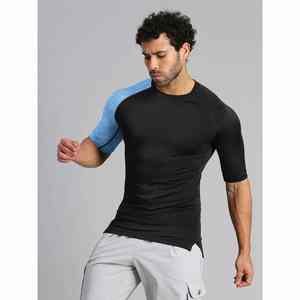 T-shirt de compression pour homme, à séchage rapide, sans couture, respirant, manches courtes, pour la course à pied, le cyclisme, la salle de sport - Product Image 3