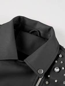 เสื้อแจ็กเก็ตหนังสำหรับผู้ชายสีน้ำตาลมีกระเป๋าหน้าอกใหญ่ดีไซน์แบบสตรีท - Product Image 4