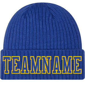 Gorro de invierno con puños de lana de punto liso de Cachemira pura 100% con logotipo personalizado - Product Image 2