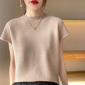 Verano 100% algodón mercerizado mujeres camisetas de seda cuello redondo manga corta suelta recta Tops camisetas casuales simples - Product Image 2