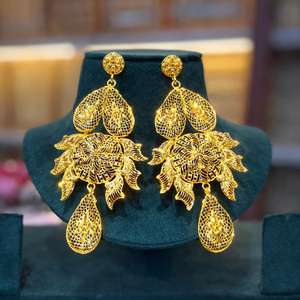 Ensemble de collier ovale en argent de luxe avec boucles d'oreilles pendantes assorties, bijoux de créateur, modèle 63055 - Product Image 4