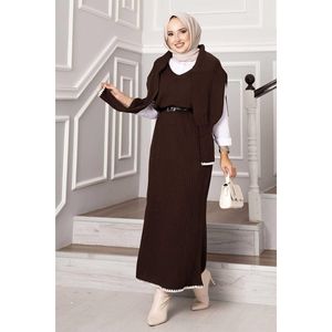 Ensemble de shorts 2 pièces marron à manches côtelées pour femme, col asymétrique de haute qualité, vêtements de sport XS et XXS pour la saison d'automne - Product Image 4