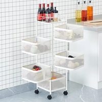 Offre Spéciale cuisine salon chariot support de stockage multicouche légumes et fruits panier avec roues peut pivoter à 360 degrés