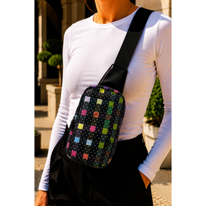 Bolso Bandolera con Cremallera y Estampado Negro-Caqui, Accesorio de Ropa Elegante - Product Image 1