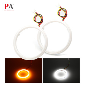 Hyuga màu kép <span class=keywords><strong>Led</strong></span> mắt thiên thần đèn pha Halo Vòng cảnh báo đèn với nhựa khuếch tán Bìa hổ phách trắng 12-24V DC 60mm - 120mm - Product Image 5