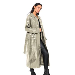 Abrigo Largo de Cuero PU para Mujer, Impermeable, Cortavientos, con Cinturón, Estilo Gabardina, Ropa de Invierno Informal - Product Image 2