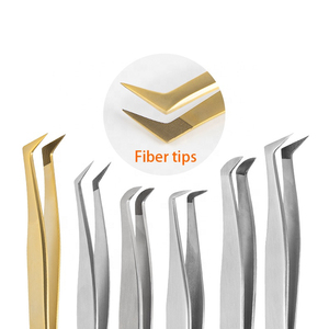 Pince à cils en forme de L en or de marque privée en acier inoxydable avec pointe en fibre lisse conception de poignée unie en gros - Product Image 4