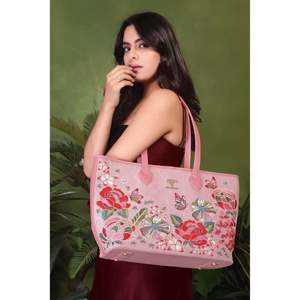 Bolso Tote Bohemio de Cuero Vegano Bordado para Mujer con Cierre Abierto - Compras - Product Image 2