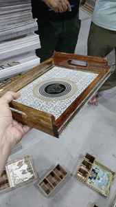 ถาดเสิร์ฟไม้วอลนัททรงสี่เหลี่ยมผืนผ้าขนาดใหญ่หรูหราทันสมัยสำหรับตกแต่งบ้านห้องครัวขายส่งปาร์ตี้ - Product Image 3