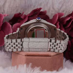 Reloj de lujo con números romanos helados, reloj de Hip Hop con diamantes completos para reloj de pulsera de estilo rapero de acero inoxidable - Product Image 3