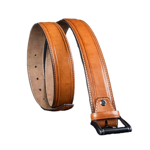 OEM de alta calidad de la pluma de borde Tan hecho a mano de los hombres cinturón de cuero genuino 2025 elegante al por mayor vestido de cinturón de los hombres logotipo personalizado - Product Image 2