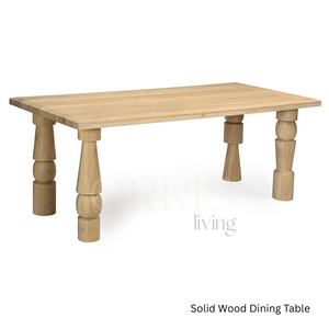 Mesa de Comedor de Madera Maciza, Diseño Moderno Elegante Hecho a Mano, Construcción Duradera, Acabado Natural, Forma Escultural, Muebles para Villa y Hotel - Product Image 1