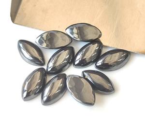 Pierres précieuses en vrac d'hématite naturelle 2x4mm-15x30mm Cabochon de marquise dos plat pour la fabrication de bijoux prix de gros - Product Image 4