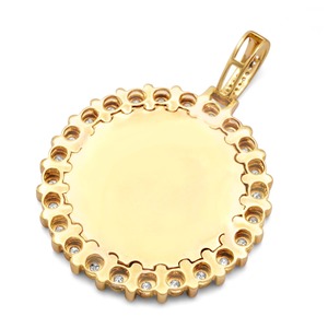 D'VINS JEWELS Pendentif Médaillon Photo en Or Massif 14K avec Diamant Jaune Taille Ronde Brillante Certifié GIA Bijoux Unisexe - Product Image 3