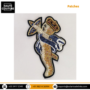 12cm Long Attractive Look Hand Embroidered Cut Dana Tube Beads Sew on Patch Cupid with Bow Side Profile Patches - Product Image 5