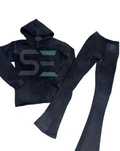 Custom Streetwear Mens <b>Flare</b> Sweatsuit French Terry Hooded Heavyweight Puff Print Flared Sweatpants and Hoodies Set - Product Image 4