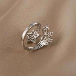 Nouvelle conception de bague de mariage ajustable en argent sterling 925 avec moissanite VVS pour femmes, sertie pavé, demi-éternité glacée - Product Image 4