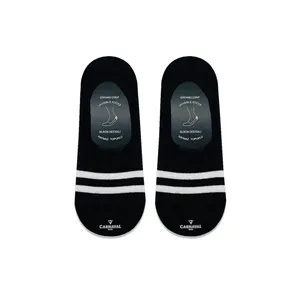 Thin <b>White</b> Striped Patterned Silicone Ballet <b>Socks</b> with Anti-Slip Feature for Daily Use - Product Image 1