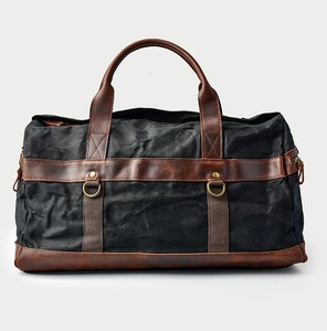 Vente en gros de sacs de voyage légers multifonctions grande capacité faits à la main en toile et cuir tendance Week-end Bagages LCRG-0041D - Product Image 4