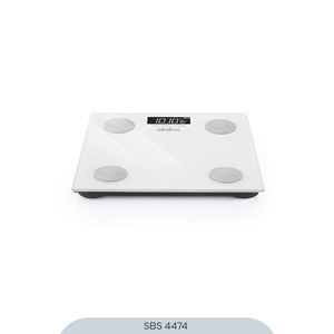 Báscula Digital de Grasa Corporal SBS-4474 de 26x26 CM con Índice de Masa Muscular e Hídrica, Blanca, Capacidad de 180 kg, Garantía de 2 Años - Product Image 4