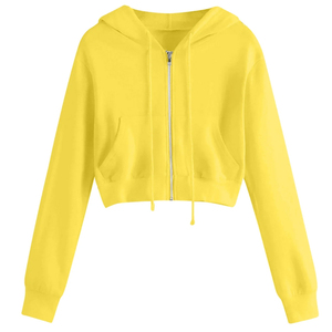 Sweat à capuche pour femme, logo personnalisé vintage, 100% coton, ourlet brut, lavage à l'acide, délavé au soleil, sweat à capuche court pour femme - Product Image 1