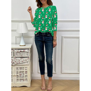 Camisetas de Manga Larga para Mujer, Sólidas, Transpirables, Suaves, Elegantes, Casuales, de Algodón Mercerizado, Antiarrugas, a la Moda - Product Image 2