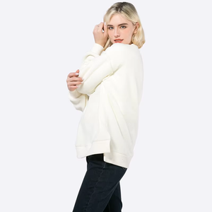 Custom <b>Women's</b> Winter Autumn Casual <b>Long</b> Sleeve Fleece Pullover <b>Sweatshirt</b> with Front Logo - Product Image 2