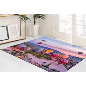 Alfombra Estampada con Paisaje de Globos Aerostáticos Coloridos - Decoración para Escaleras y Sala de Estar, Alfombra de Chenilla - Product Image 3