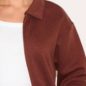 Wholesale Price Trendy <b>Women</b> Zipper Cardigan Sweatshirt Long Sleeve Custom Logo Winter Wear <b>Womens</b> Cotton <b>Fleece</b> <b>Top</b> - Product Image 2