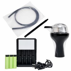 Ensemble de chicha haut de gamme en acier inoxydable avec base en verre, ventilateur à charbon rechargeable et accessoires complets - Product Image 3