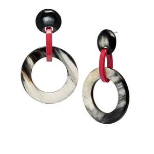 Boucles d'oreilles en corne de buffle faites à la main de haute qualité vente chaude boucles d'oreilles maison de buffle naturel avec perle prix de gros - Product Image 2