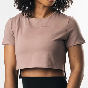 Camiseta de mujer de cuello redondo de manga corta personalizada al por mayor de fábrica camisetas de mujer de alta calidad - Product Image 3