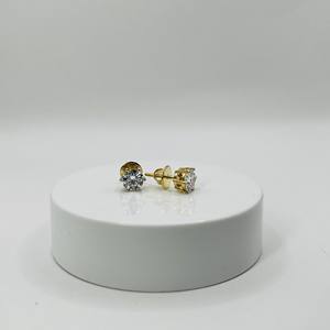 Clous d'oreilles minimalistes unisexes en or jaune 9 carats avec diamants de laboratoire certifiés VS1 de 2,00 carats taille brillant pour mariage et fiançailles - Product Image 2