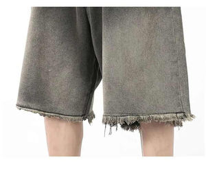 Vente en gros de shorts en jean délavés à l'acide pour hommes, coupe ample, 100% coton, dernière mode Baggy Streetwear, shorts en jean - Product Image 5