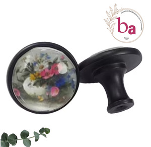 Floral Pattern <b>Metal</b> Crystal Glass Cover for Furniture Kitchen Door Cabinet Drawer Hotel Bathroom Outdoor Living Room School - Product Image 1