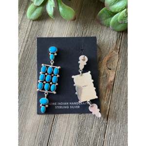 Carol Wylie Kingman Turquoise <b>Sterling</b> <b>Silver</b> Geometric Drop <b>Dangle</b> <b>Earrings</b> - Product Image 5