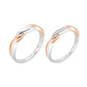 แหวนคู่รัก Jeulia Amore แบบทูโทนทวิสต์ ทำจากเงินสเตอร์ลิง - Product Image 2