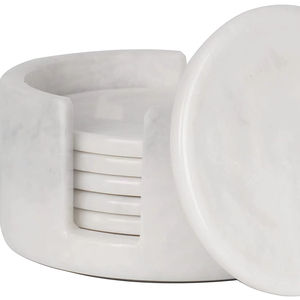 ชุดจานรองแก้วหินอ่อนสไตล์วินเทจพร้อมที่จับถาดรองแก้วทำมือทำจากนิลสีขาว - Product Image 2