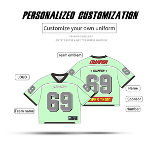 Camiseta de fútbol Retro de malla de poliéster de alta calidad personalizada 2025, camiseta cuadrada de gran tamaño, ropa informal recortada, camiseta de fútbol americano - Product Image 3