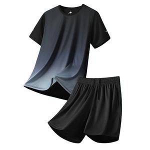 Ensemble de sport pour homme, vêtements de sport de basket-ball d'été, manches courtes, séchage rapide, tenue de course, ensemble de sport, fibre de polyester, col rond, uniforme - Product Image 4