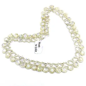 ART PALACE Collier élégant en pierre de lune argentée avec chaîne à maillons pour femme, occasions spéciales, usage quotidien, argent sterling 925 - Product Image 3