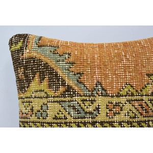 Luxury Gold Bohemian Kantha Patchwork Wool <b>Bolster</b> <b>Pillow</b> 12x12 Inch Eco-Friendly Non-Slip Removable Washable Embroidered Floral - Product Image 2