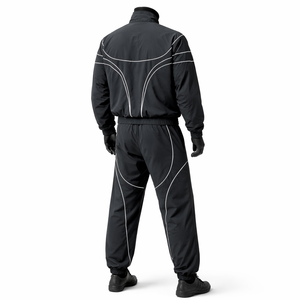 Men’s <b>Black</b> Reflective Tracksuit Set Lightweight <b>Windbreaker</b> Jacket & Jogger Pants Custom Logo Sportswear Streetwear Tracksuit - Product Image 2