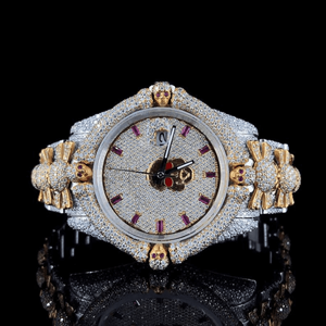 Reloj de Pulsera Clásico Analógico para Hombre con Moissanita Luminosa, Movimiento Mecánico Automático Miyota, Esqueleto de Acero Inoxidable, Oro Blanco de 14K - Product Image 1