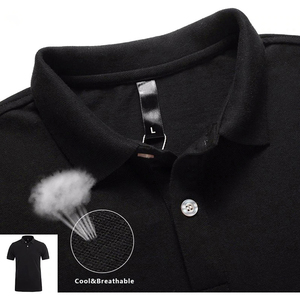 เสื้อโปโลระบายอากาศได้ดีสำหรับผู้ชายเสื้อโปโลผ้าฝ้าย100% ดำระบายอากาศได้ดีดีไซน์ใหม่จากโรงงาน - Product Image 4
