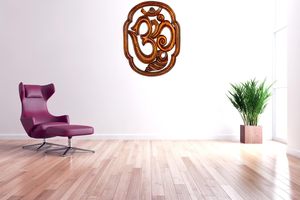 Om Yoga madera tallada a mano gran pared colgante arte escultura acentos decorativos Boho decoración del hogar - Product Image 6