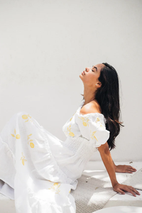 ชุดเดรสผู้หญิงผ้าลินินผ้าฝ้ายปักลายยูเครนพร้อมเข็มขัดสีดำดีไซน์ปักลายดอกไม้ - Product Image 4